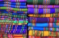 Stacks of Vivid Color Traditional Woven Textiles, La Paz, Bolivia