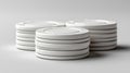 Stacks of White Circular Chips on Gray Background Generative AI Royalty Free Stock Photo