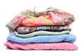 Stacks of women colored clothes