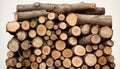 Stacks of wood logs create a pattern in the lumberyard generated by AI Royalty Free Stock Photo