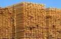 Stacks of wooden boards