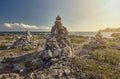 Stacks of zen rocks in Puerto Aventuras`s Coast 2