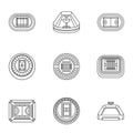 Stadia icons set, outline style Royalty Free Stock Photo