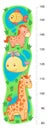 Stadiometer wall or height meter from 80 to 160 centimeter with giraffe and whale, horse, fish, sea, lake