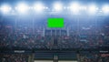 Stadium Championship Match: Scoreboard Green Chroma Key Screen. Crowd of Fans Cheering, Having Fun Royalty Free Stock Photo