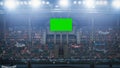 Stadium Championship Match: Scoreboard Green Chroma Key Screen. Crowd of Fans Cheering, Having Fun Royalty Free Stock Photo