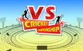 Stadium of Cricket with pitch and VS versus text