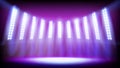 Stage on the stadium illuminated by spotlights. Vector illustration. Royalty Free Stock Photo