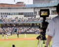 Baseball Field with game being professionally recorded Royalty Free Stock Photo