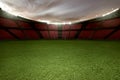 Stadium football with green grass and empty tribune