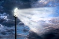 Stadium lights against dark night sky Royalty Free Stock Photo