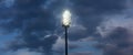 Stadium lights against dark night sky Royalty Free Stock Photo