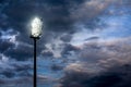 Stadium lights against dark night sky