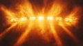 Stadium lights radiating intense warm glow through smoke effect creating a dramatic atmosphere and visual spectacle Royalty Free Stock Photo