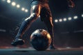 competition game foot football soccer sport stadium ball goal kick. Generative AI.