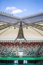 Stadium. Roof over colorful tribunes. Royalty Free Stock Photo