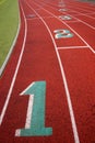 Stadium Running Track Lane Markers Sports Field Number Markings Royalty Free Stock Photo