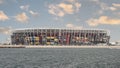 974 stadium from sea.stadium build with containers Royalty Free Stock Photo