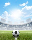 Stadium Soccer Pitch And Ball Royalty Free Stock Photo