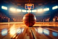 Stadium spotlight Basketball game graphic with arena, court, and ball Royalty Free Stock Photo
