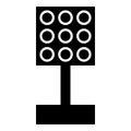 Stadium spotlight floodlight tower bright light icon black color vector illustration image flat style