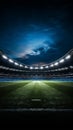 Stadium spotlights create an enchanting atmosphere on the football field