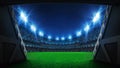 Players entrance to illuminated football stadium full of fans. Royalty Free Stock Photo