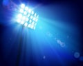 Stadium under floodlights. Vector illustration. Royalty Free Stock Photo