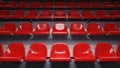 Stadium or venue tier with red plastic seats. 3D rendering Royalty Free Stock Photo