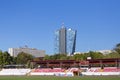 Dinamo Bucuresti stadium and an office building Royalty Free Stock Photo