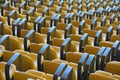 Stadium yellow seats view from back. Royalty Free Stock Photo