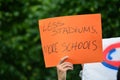 Less Stadiums, More Schools Handwritten Sign of Protest