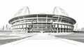 Dynamic Line Art Illustration Of A Stadium On White Background