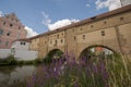 Stadtbrille, Wassertor und Wahrzeichen von Amberg in der Oberpfalz, Bayern, Sonne, blauer Himmel Royalty Free Stock Photo