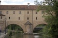 Stadtbrille, Wassertor und Wahrzeichen von Amberg in der Oberpfalz, Bayern, Sonne, blauer Himmel Royalty Free Stock Photo