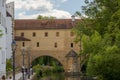 Stadtbrille, Wassertor und Wahrzeichen von Amberg in der Oberpfalz, Bayern, Sonne, blauer Himmel Royalty Free Stock Photo