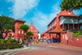 Stadthuys and Melaka Red Clock Tower in melaka Royalty Free Stock Photo