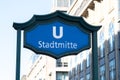 Stadtmitte U-Bahn metro station sign, Berlin, Germany Royalty Free Stock Photo