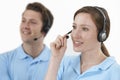 Staff Answering Calls In Customer Service Department Royalty Free Stock Photo