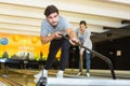 staff cleaning and preparing bowling alley Royalty Free Stock Photo