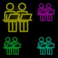 staff at the desk neon color set icon. Simple thin line, outline vector of business organisation icons for ui and ux, website or