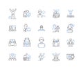 Staff elevation line icons collection. Advancement, Promotion, Raise, Progression, Growth, Ascension, Mobility vector