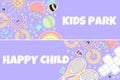 Vector kids park template of flyer, booklet. Colorful background.