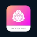 Staff, Gang, Clone, Circle Mobile App Button. Android and IOS Glyph Version