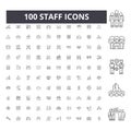 Staff line icons, signs, vector set, outline illustration concept