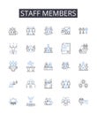 Staff members line icons collection. Faculty staff, Crew team, Band members, Company workers, Office staff, Support