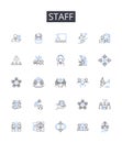 Staff line icons collection. Personnel, Employees, Workers, Team members, Crew members, Colleagues, Associates vector