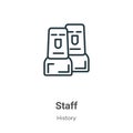 Staff outline vector icon. Thin line black staff icon, flat vector simple element illustration from editable history concept Royalty Free Stock Photo