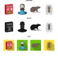 Staff, packing with poison and pests cartoon,black,flat icons in set collection for design. Pest Control Service vector Royalty Free Stock Photo