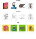 Staff, packing with poison and pests cartoon,outline,flat icons in set collection for design. Pest Control Service Royalty Free Stock Photo